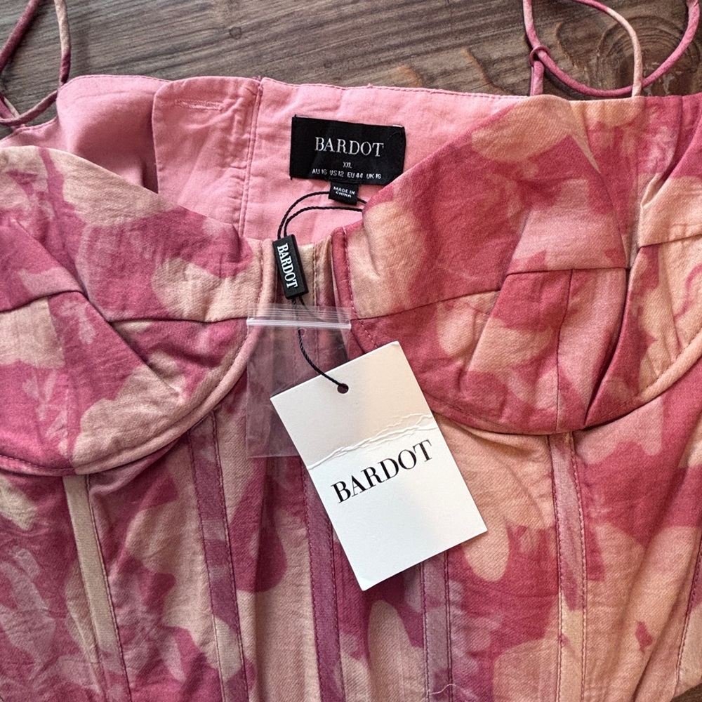 Bardot Pink Floral Corset Top Bustier – Size XXL